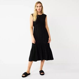 Nine West Tiered Midi Dress Size Medium black Maternity